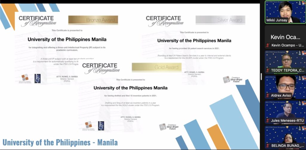 University of the Philippines Manila bags Platinum Award recognition from the Intellectual Property of the Philippines