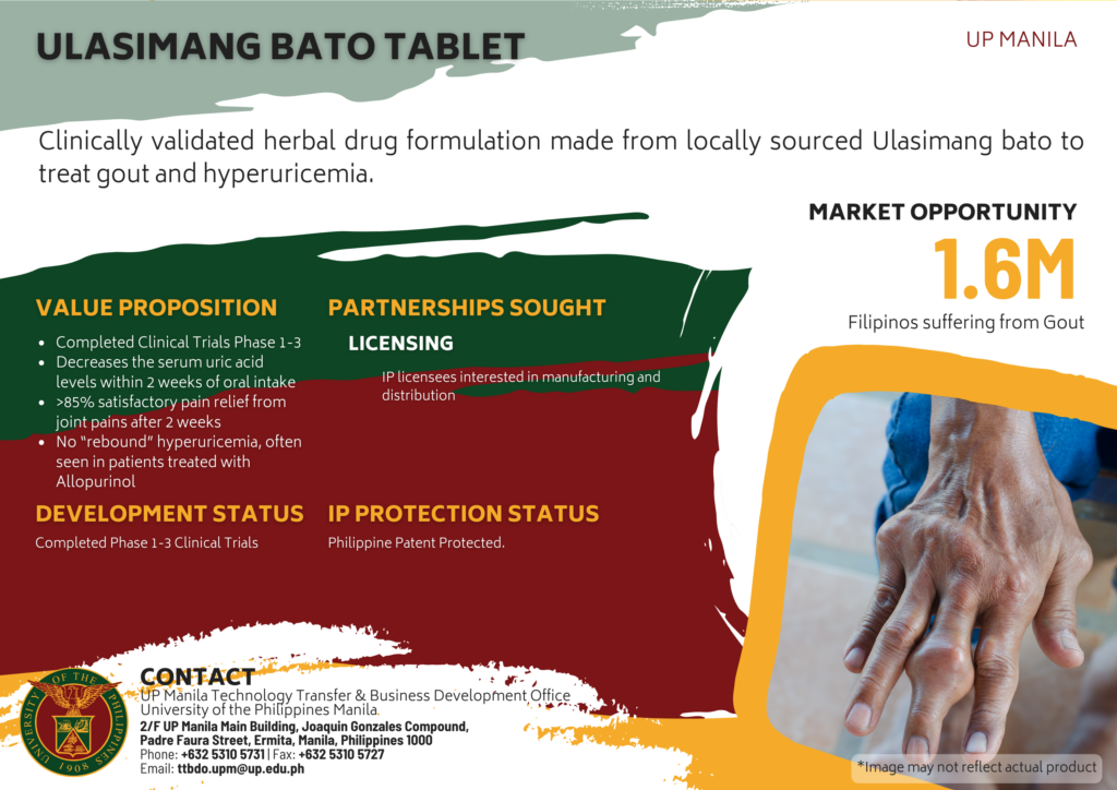 Ulasimang bato tablet for hyperuricemia – UP Manila TTBDO